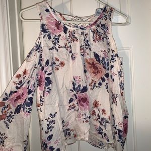 White Floral top with long sleeves
